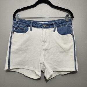 Judy Blue Two-Tone Denim and White Jean Shorts